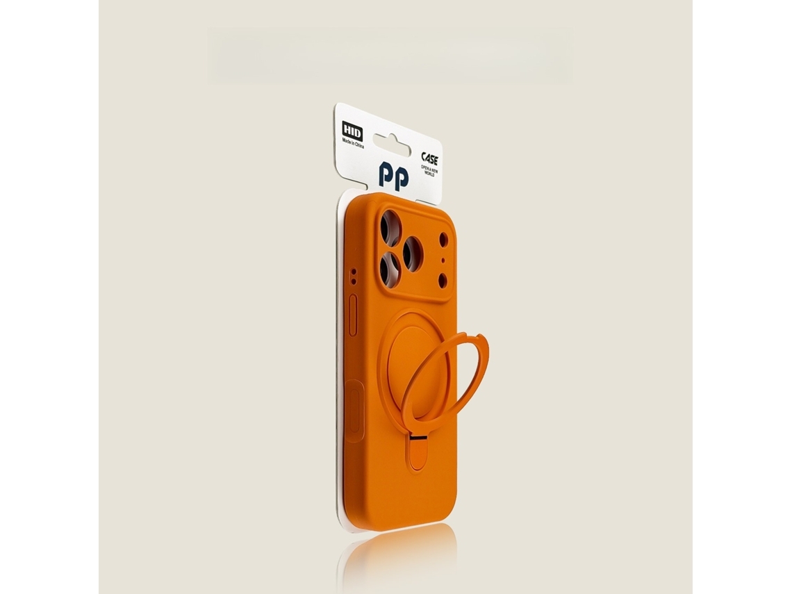 Capa Para Iphone 18 Pro Com Suporte Magnético , Compatível Com Magsafesilicone Laranja Hibbent