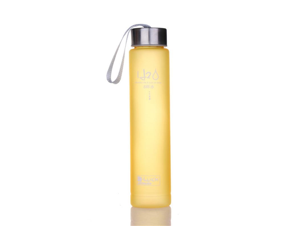 Garrafa de Água Esportiva Portátil de 280 Ml, Resistente a Altas Temperaturas, Transparente Fosca e À Prova de Vazamentos. MDUG (amarela)