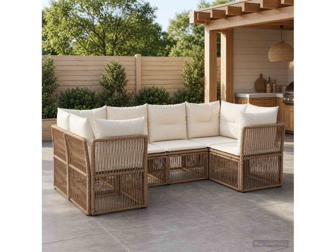 Vidaxl Conjunto De Sofá De Jardim 6 Unid. 6-número De Lugares Bege