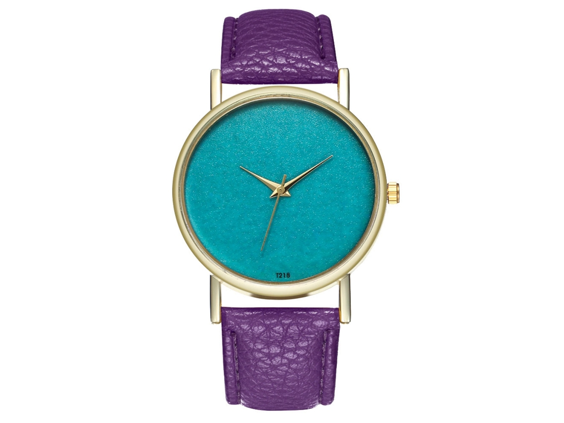 Relógio de Pulso Feminino de Quartzo com Pulseira Pu Estilo Moderno e Elegante (roxo)
