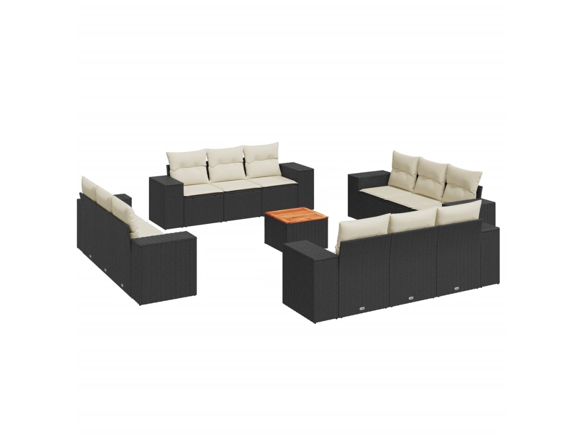 Garden Sofa Set, Garden Sofa Sets Vidaxl Preto Rattan / Vime (n/a)
