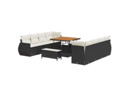 Conjunto 11 Conjunto De Sofá De Jardim Vidaxl Preto Vime Pe (100 X 100 X 71 Cm)