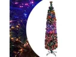Vidaxl Árvore De Natal Artificial Fina C/ Suporte 150 Cm Fibra Ótica