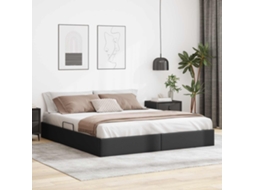 Vidaxl Estrutura De Cama Ottoman Preto 160 X 200 Cm Couro Sintético