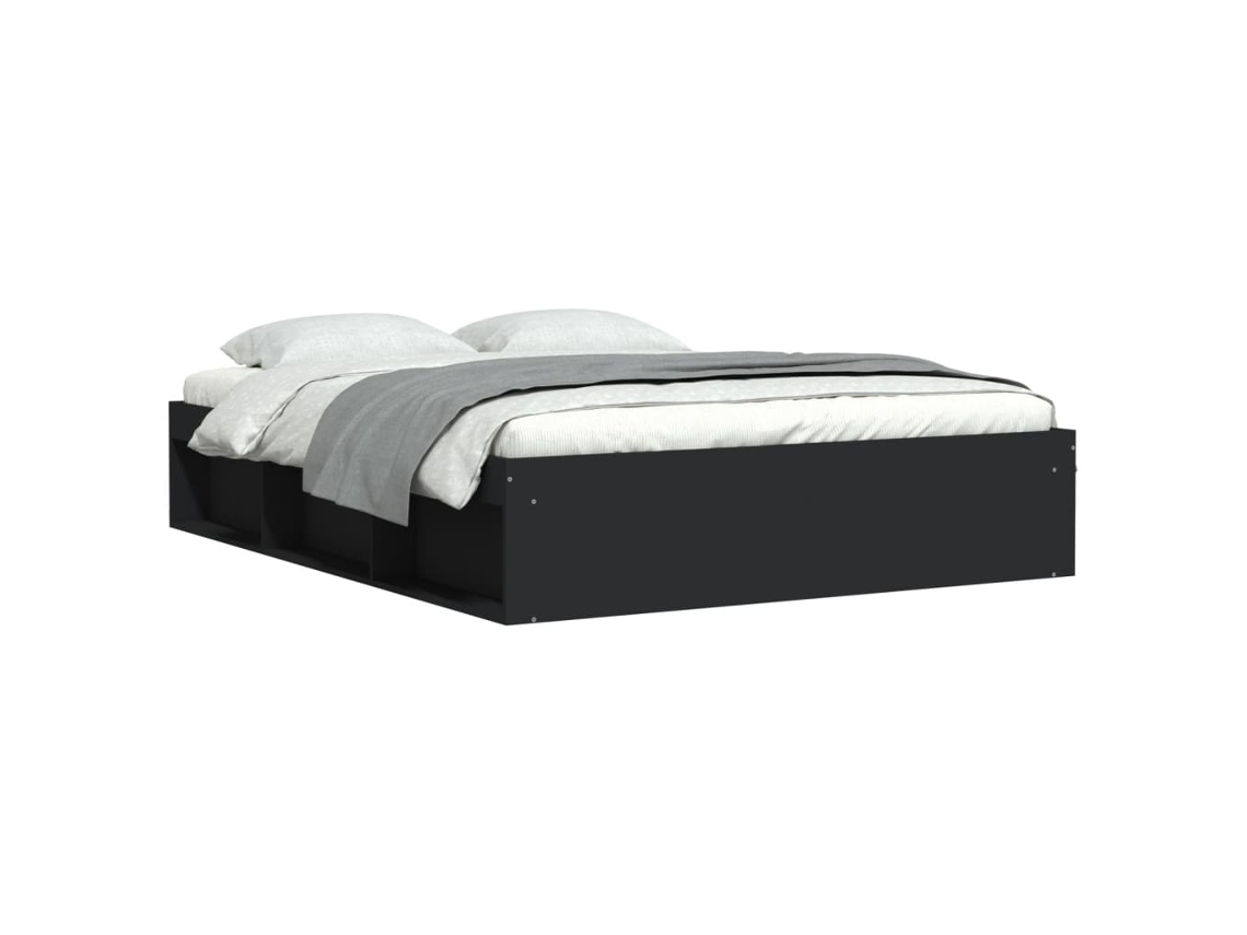 Bed Frame, Bed Frames Vidaxl Preto Madeira Processada (160 X 200 Cm)