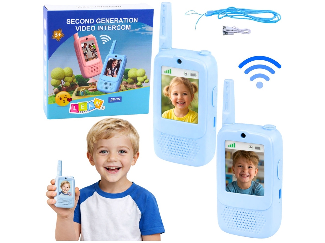 Walkie talkies Infantis, Pacote com 2, com Chamada de Vídeo, Alcance de 300 M, Usb c, Azul AQUAFORGE