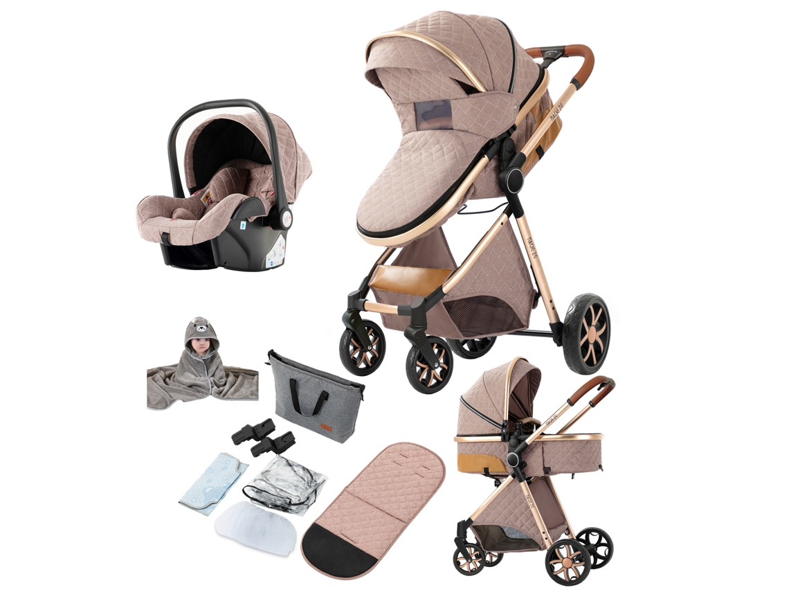 Carrinho de Bebé Dobrável MAGIC ZC Yv9, Cor Cáqui, Equipado com Sistema de Suspensão e Cesto de Arrumação