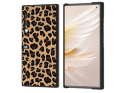 Capa De Celular Em Pu Com Estampa De Leopardo E Borda Preta Para Honor V.