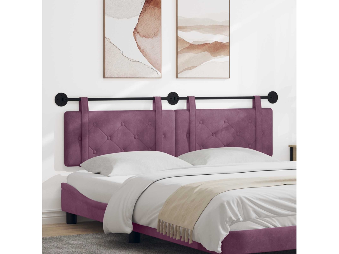 Vidaxl Cabeceira Suspensa Roxo Veludo