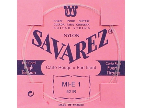 Savarez Corda E1 Nylon Transparente (Vermelho) Do Conjunto 520R Tensão Fort