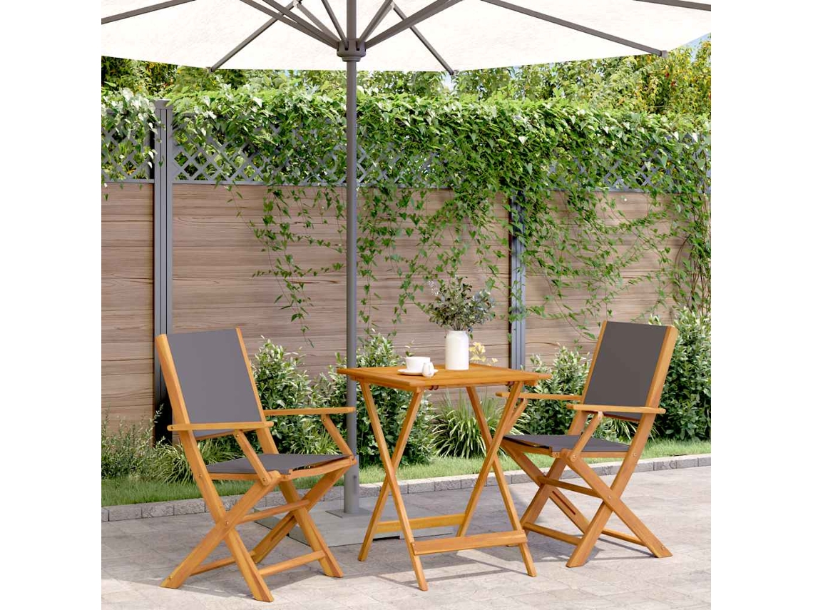 Vidaxl 3 Pcs Conjunto De Bistrô Tecido E Madeira Maciça Antracite