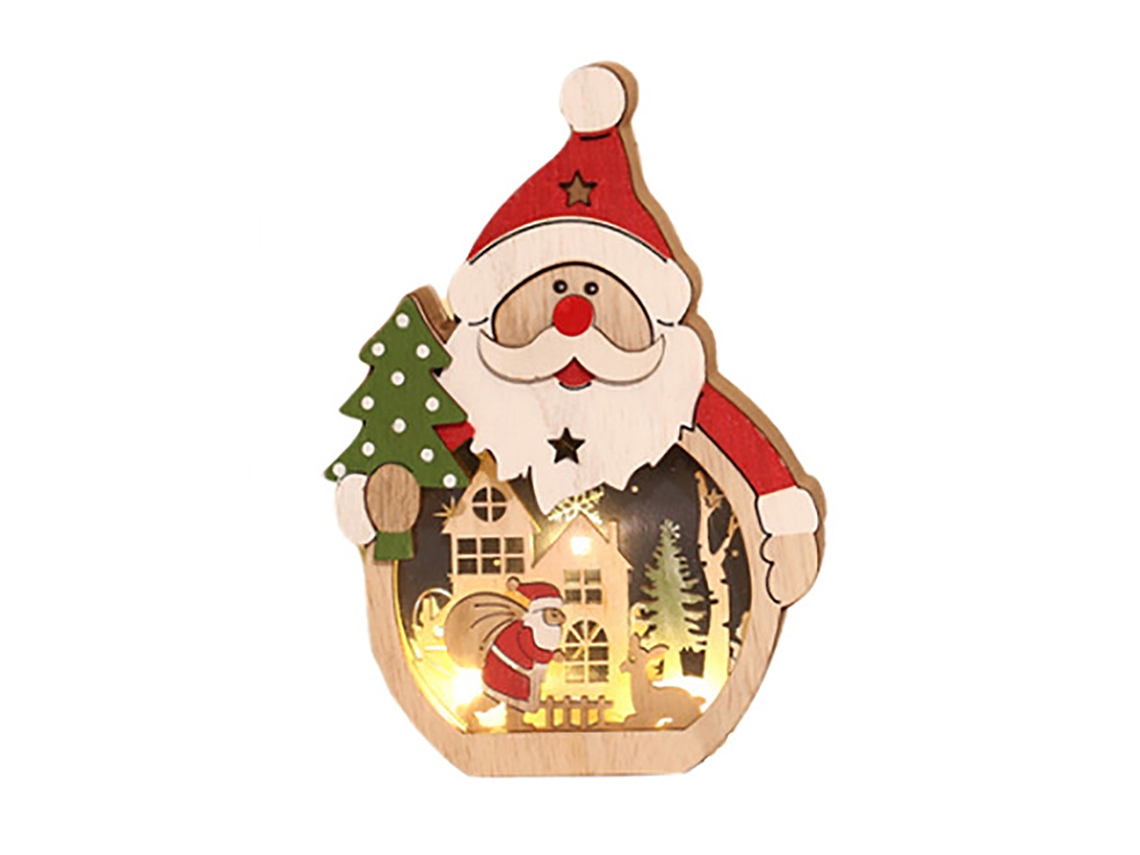Laxiscreed Decoração Natalina Em Madeira Com Pai Natal Iluminado Para Hotel E Idosos