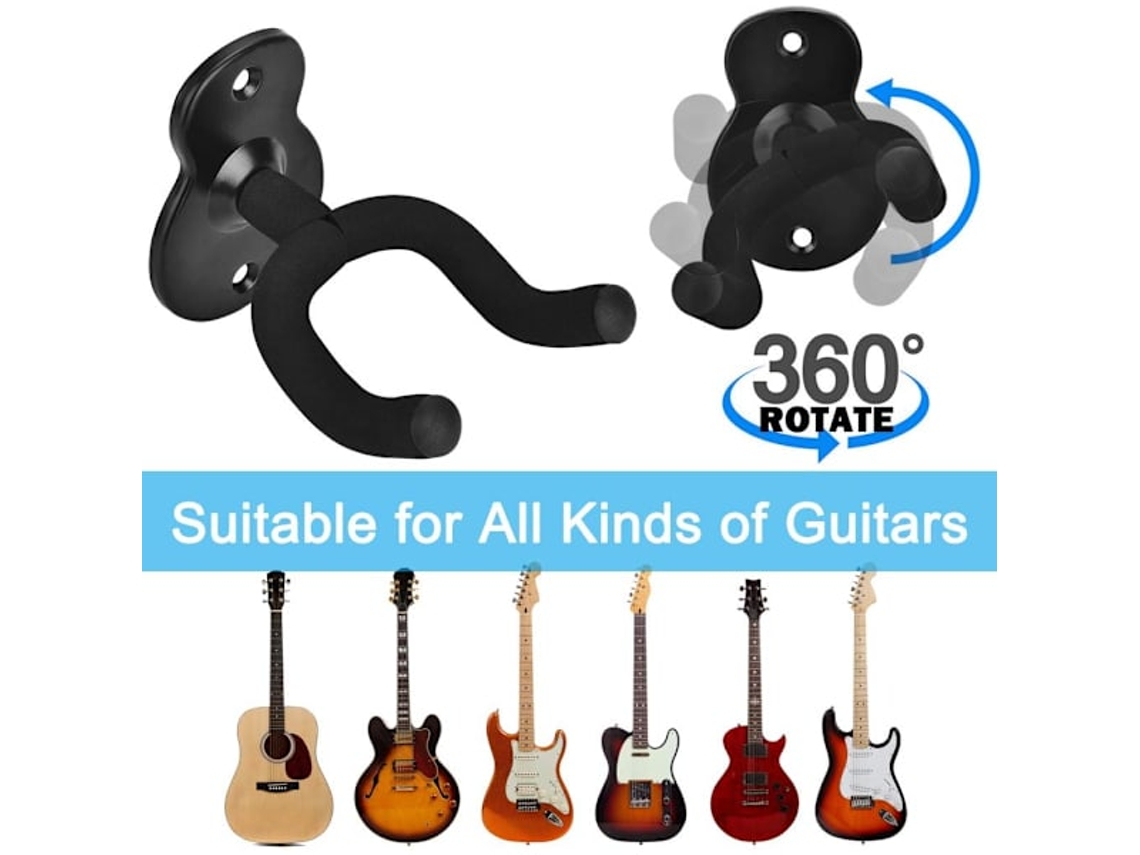 Suporte De Parede Para Violão, Guitarra Elétrica, Violão Clássico, Baixo E Ukulele Slowmoose (pacote Com 2)