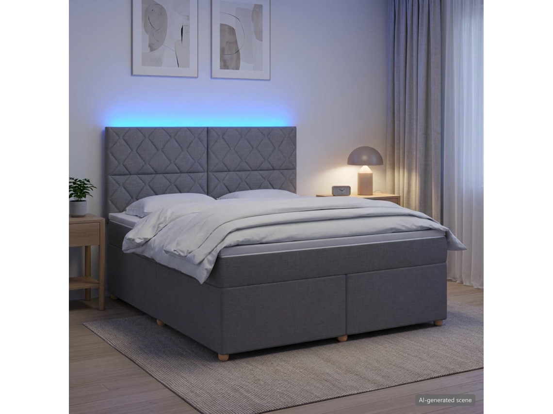 Vidaxl Cama Box Spring Com Colchão Cinzento-claro 180 X 200 Cm Tecido