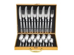 Configuração 24 Peças 410 Aço Inoxidável Design Elegante Prata 32x25x5 Cm