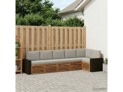 Vidaxl Conjunto De Sofá Sectional 6 Pcs Natural E Cinzento-claro