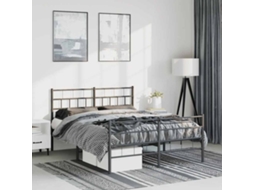 Vidaxl Estrutura De Cama Com Cabeceira E Pés 135x190 Cm Metal Preto