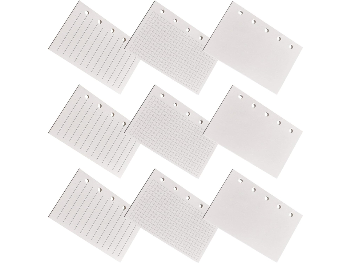 de Papel para M5, 9 e em com 5 Refil Fichário Pacotes Folhas Pautadas, Quadriculadas Branco, Furos, Ideal CHABERLU