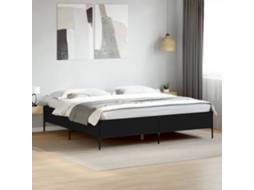 Vidaxl Estrutura De Cama 200x200 Cm Derivados De Madeira/metal Preto