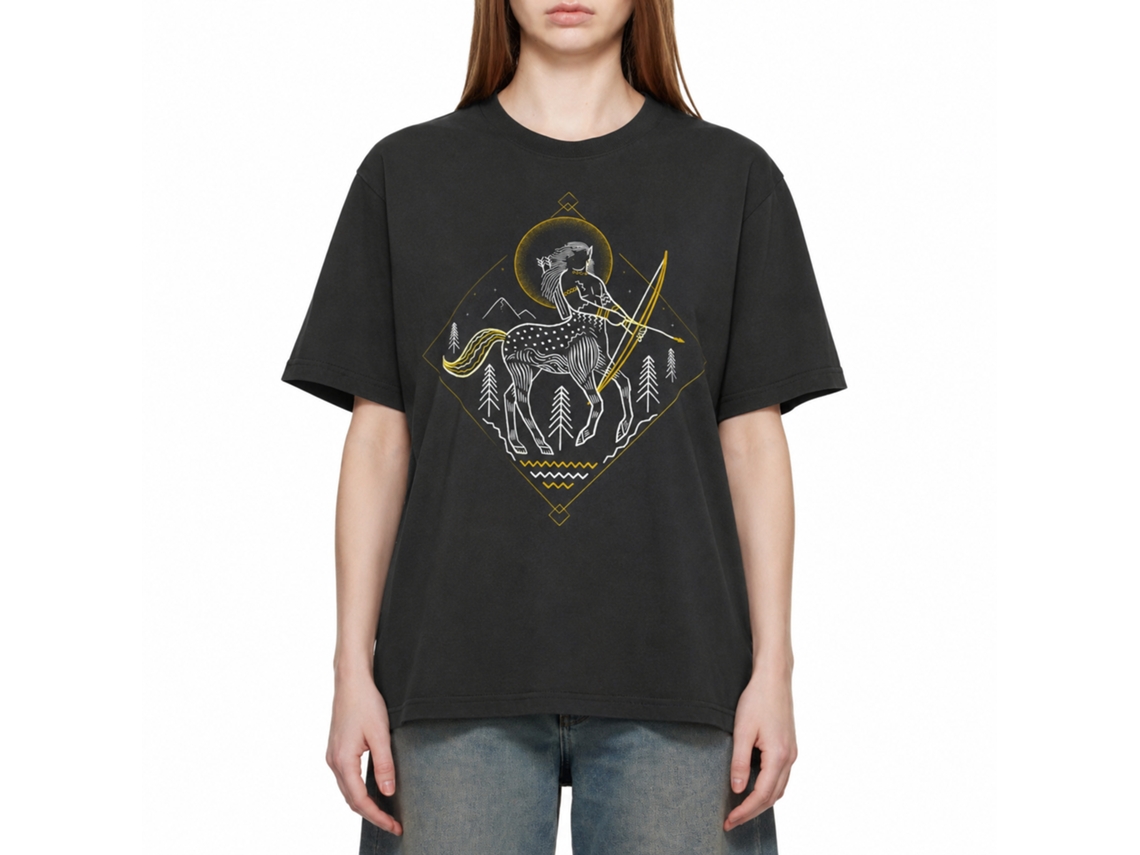 Rockinstone Harry Potter Minimalist Centaur Outline Black T-shirt Size:xxl