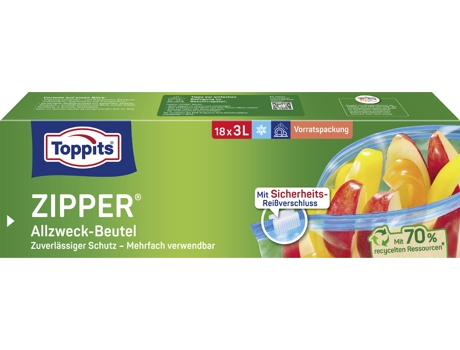Bolsa Multifuncional TOPPITS com Zíper 18 X 3 Litros Transparente