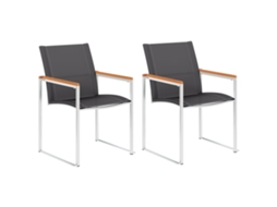 Cadeiras De Jardim 2 Pcs Textilene E Aço Inoxidável Cinza Dkd Home Decor