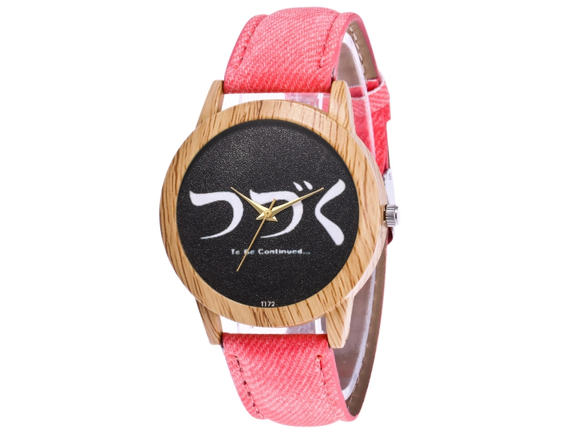 Relógio de Pulso Casual com Pulseira de Jeans Rosa Quartz, Fashion e Confortável