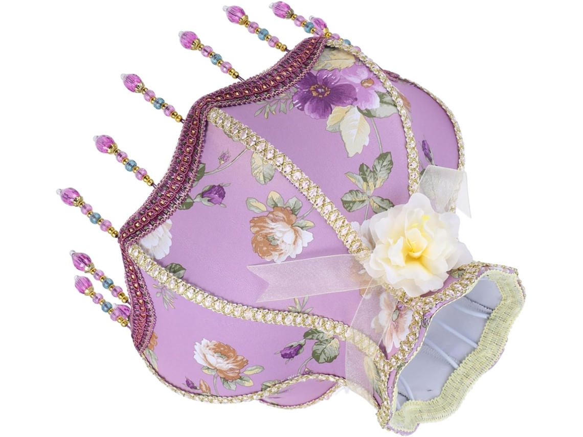 Renda Vintage Em Tons De Ameixa E Lilás, Para Luminária De Mesa E De Chão, Estampa Floral Romântica, Tecido.