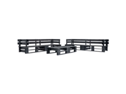 Vidaxl Sofás De Paletes Para Jardim 6 Pcs Madeira Preto