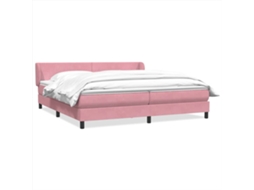 Vidaxl Cama Com Molas/colchões 180x210 Cm Veludo Rosa