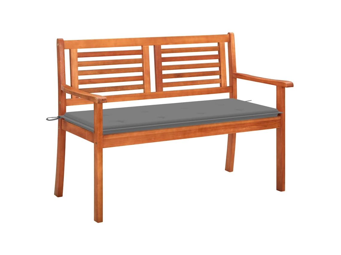 Vidaxl Banco De Jardim 2 Lugares C/ Almofadão 120 Cm Eucalipto Maciço