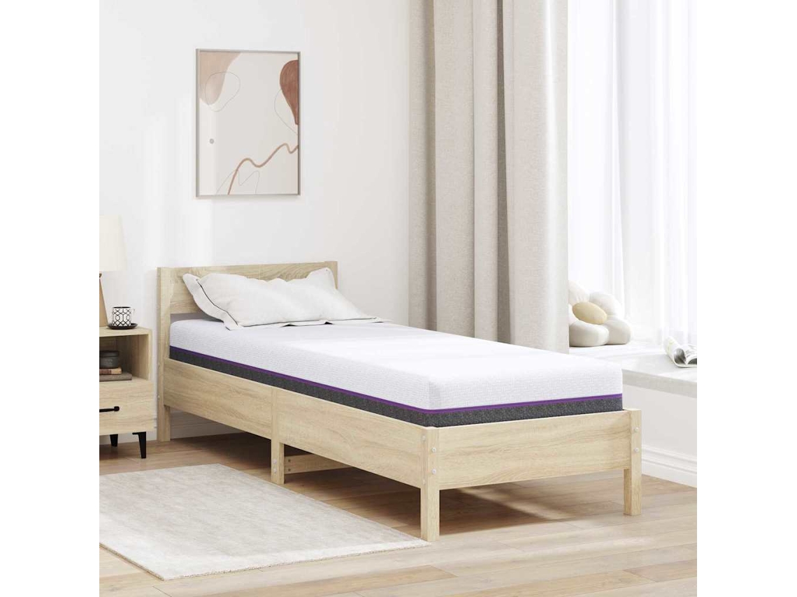 Vidaxl Colchão De Espuma De Memória Médio 70 X 200 Cm Branco E Cinza