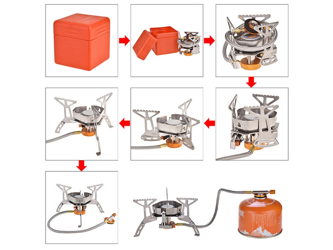 Fogão a Gás Portátil com Ignição Piezo para Camping