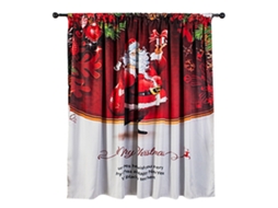 Cortina Natal Laxiscreed Vermelha 140x130cm Para Janela, Decoração Festiva Para Casa E Banheiro