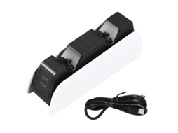 Base de Carregamento para Controle Ps5 com Luzes Indicadoras, Bluetooth, Duplo, Preto e Branco, Exclusivo do México. EOOCOO