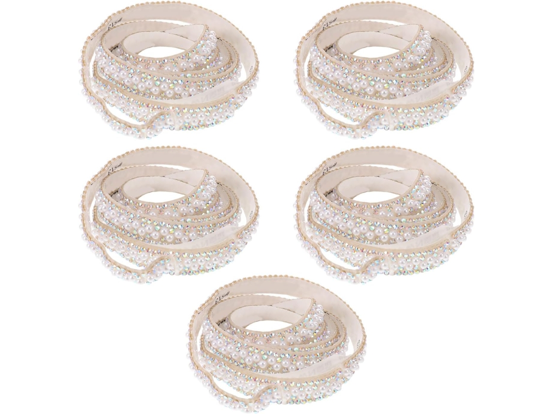 Rolos De Fita Decorativa Autoadesiva Com Strass E Pérolas
