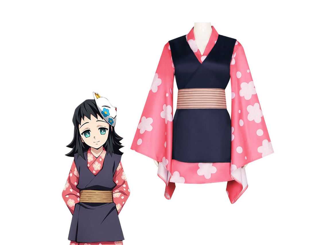 Demon Slayer: Kimetsu no Yaiba Tanjiro Irmã Sênior Yasushi Masaki Curto Cosplay Quimono Terno com Máscara 2Xl