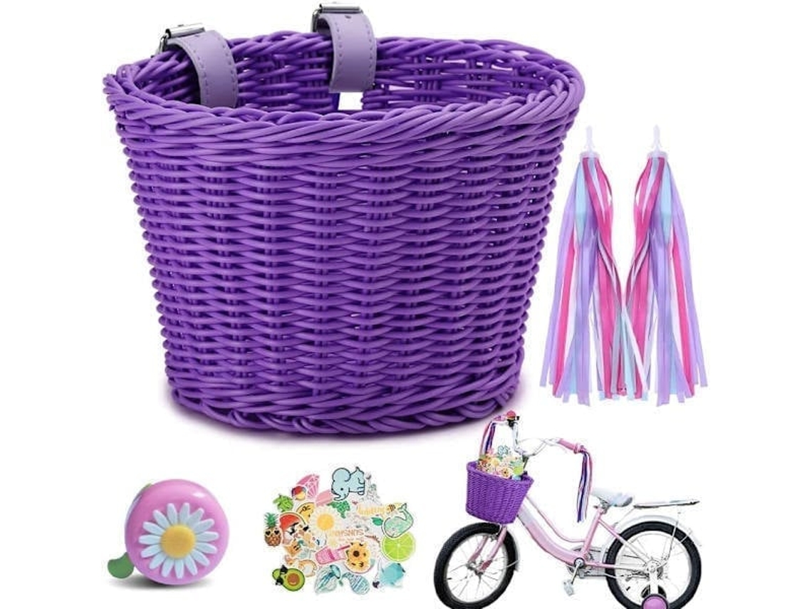 Campainha Infantil AQUAFORGE, rattan, couro, removível, para bicicletas infantis, patinetes, guidões e uso recreativo