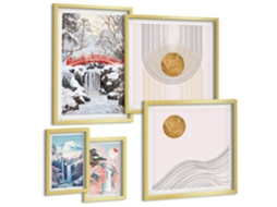 Quadros Decorativos Para Parede Limoeiros Em Vasos Moldura Dourada Quadros Para O Escritório Espelharte (conjunto De 5 Imagens)