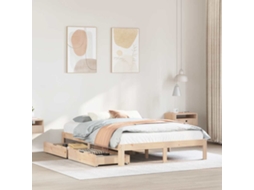 Vidaxl Estrutura de Cama C/ Gavetas 120x190 Cm Madeira de Pinho Maciça
