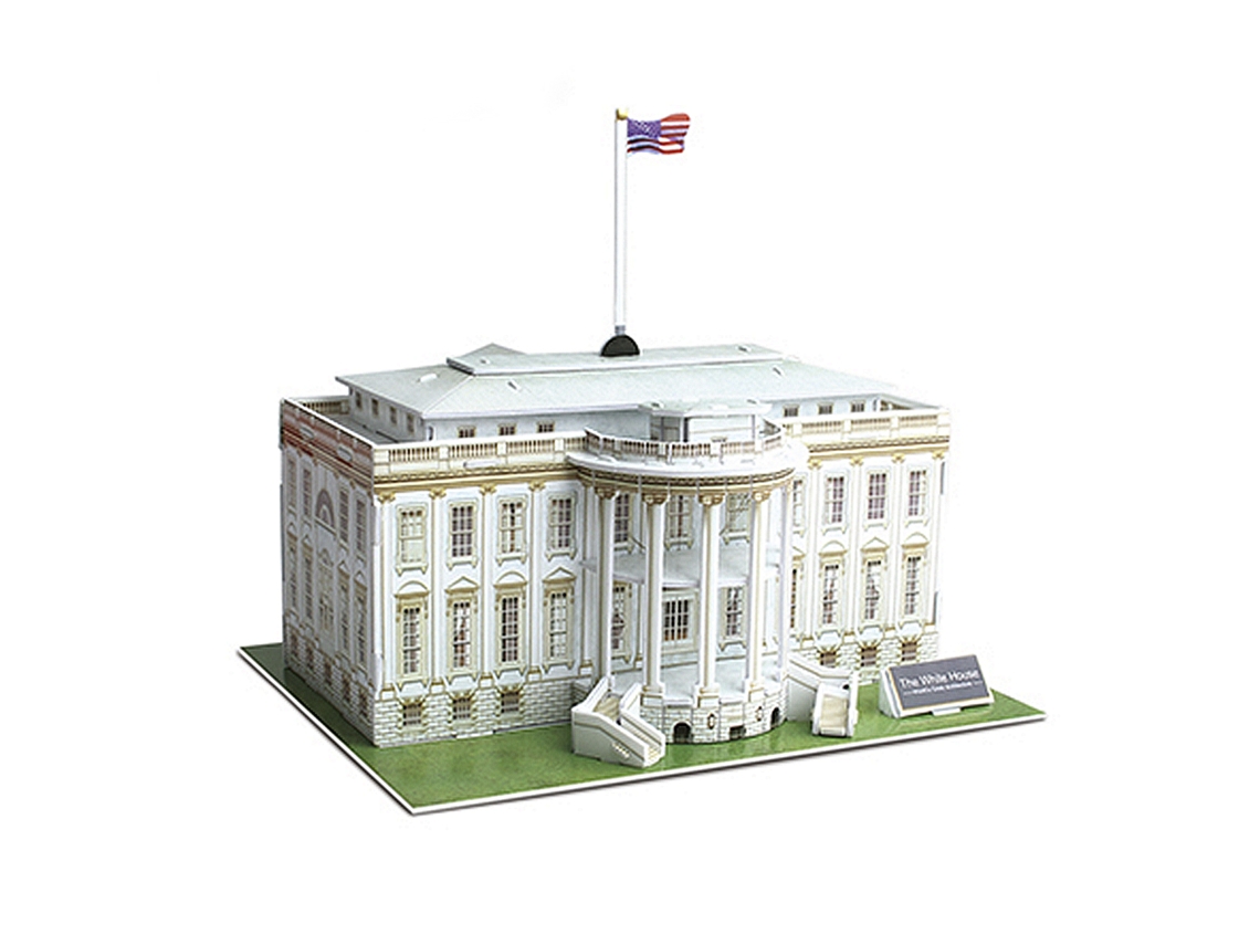 Quebra-cabeça 3d Da Casa Branca - Modelo De Papelão Com 35 Peças, 22x19x21 Cm