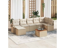 Vidaxl Conjunto De Sofá De Jardim 8 Unid. Bege E Creme Vime Pe