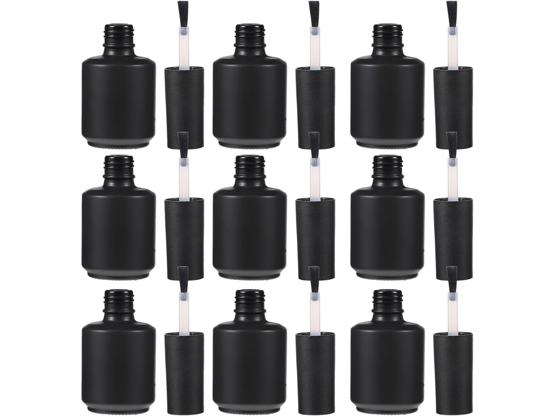 De 10 Frascos De Vidro Vazios De 15ml Para Esmalte, Recarregáveis, Com Pincel Integrado, Coloridos.