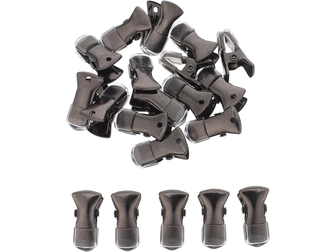 Conjunto Luxshiny com 20 prendedores de roupa metálicos, transparentes, com acabamento liso e resistentes a riscos, ideais para