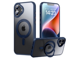 Casa Em Tpu Magnético Com Suporte Para Apple Iphone 16 - Azul Escuro