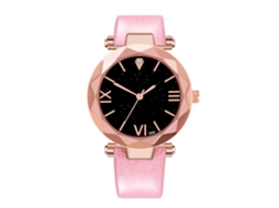 Relógio de pulso unissex Zhoulianfa com pulseira de couro PU rosa, ideal para casais e estudantes.