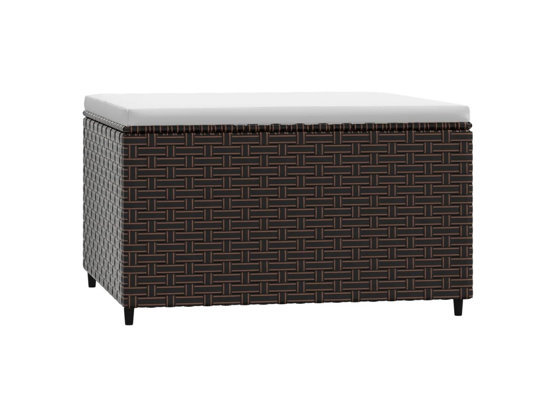 Maison Exclusive - Apoio De Pés Para Jardim Com Almofadão Vime Pe Castanho
