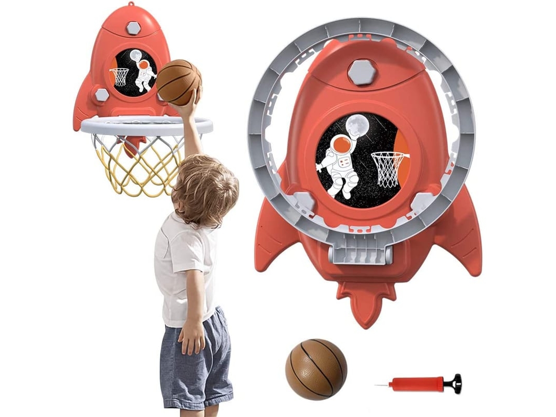 Aro De Basquete Com Bola E Bomba Mini Aro De Basquete Com Ventosas Plegável Para Crianças Sem Perfuração Vermelho