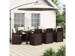 Vidaxl Conjunto De Jantar Para Jardim 9 Unid. Castanho E Creme Pp