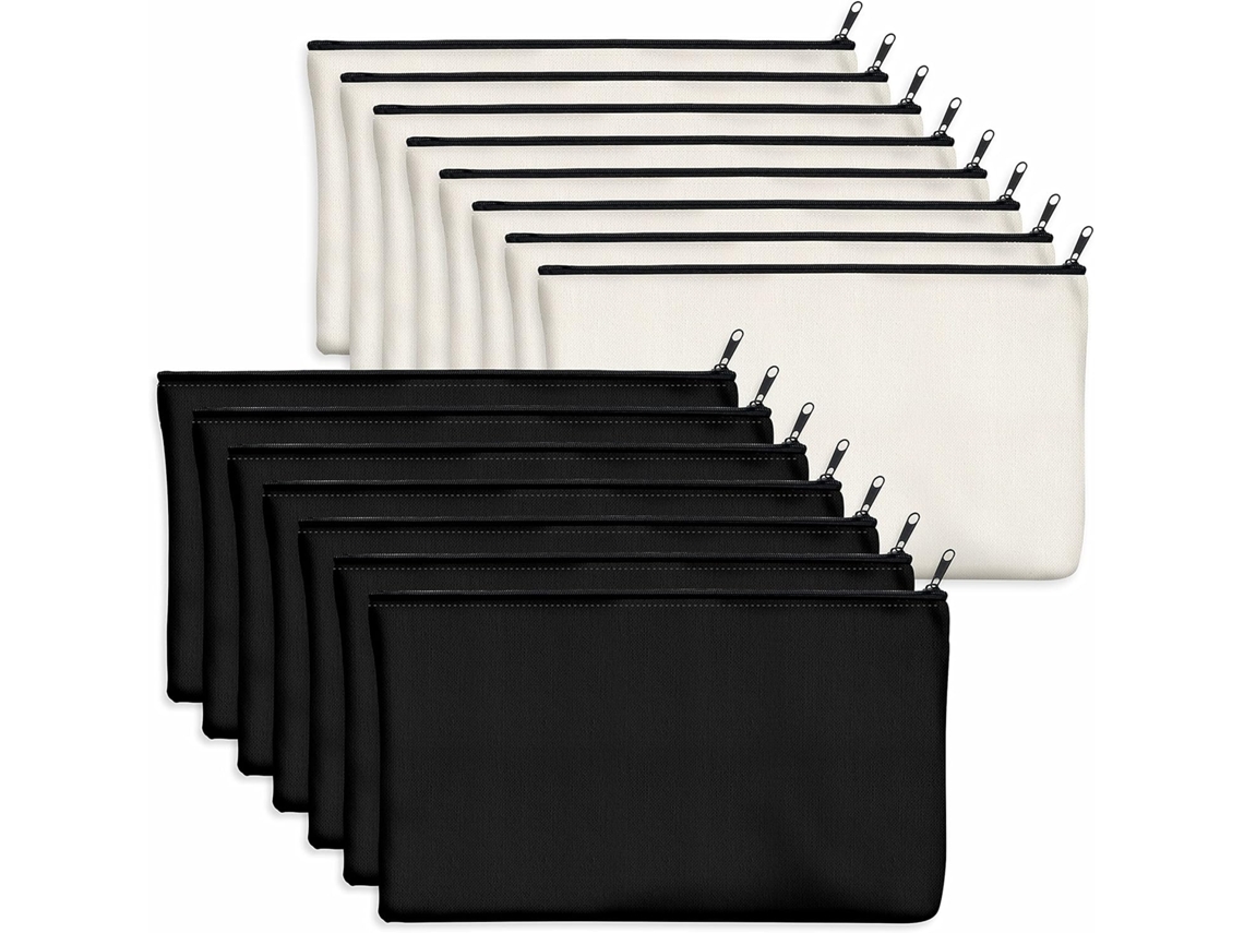 Pacote Com 15 Sacolas De Algodão Vazias Com Zíper Para Artesanato, Maquiagem E Materiais De Papelaria Aquaforge